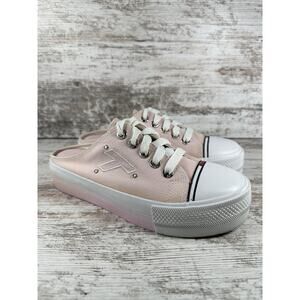 Women's Vintage Tommy Hilfiger Pink Canvas Platform Slip-On Mules Sz 7.5M